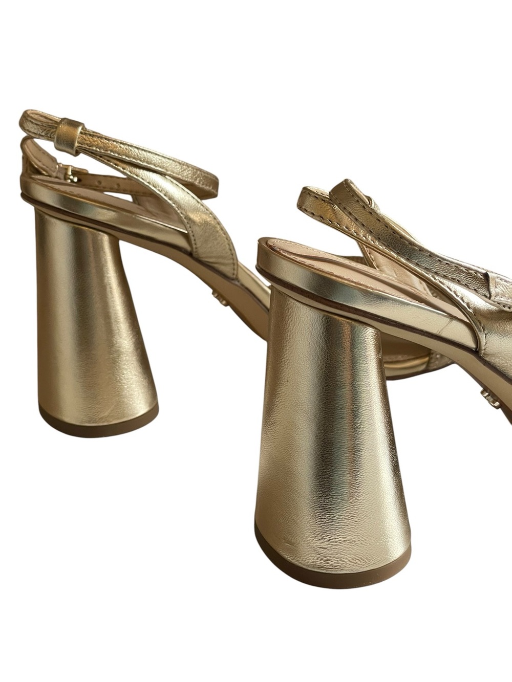 Sam Edelman Kia Block Heel Sandals in Gold Leaf Leather NEW - Picture 6 of 16